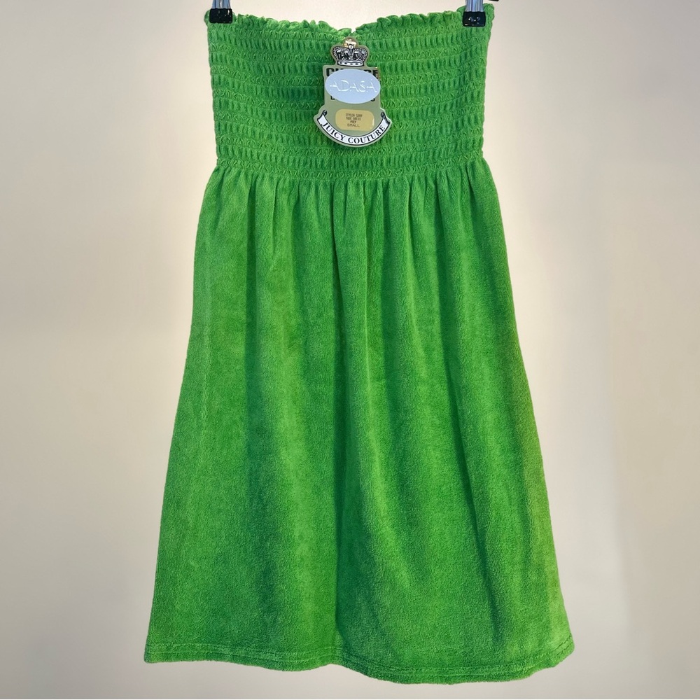 Juicy Couture Lime Terry Smocked Mini Skirt / Dress Y2K USA NWT Small